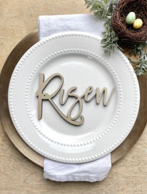 Gold Religious Easter Plate Words curated on LTK Easter Dinner Table Setting, Table Decor Easter, Easter Dinner Table, Easter Drawings, Easter Plates, Spring Table Settings, Farmhouse Easter Decor, Spring Table Decor, Easter Table Settings