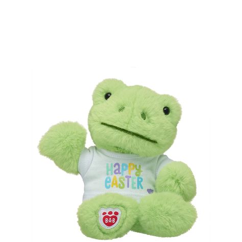 Spring Green Frog, Frog Stuffed Animal, Babe Cave, Green Fur, Easter T Shirts, Green Frog, Cute Stuffed Animals, Cute Frogs, Build A Bear