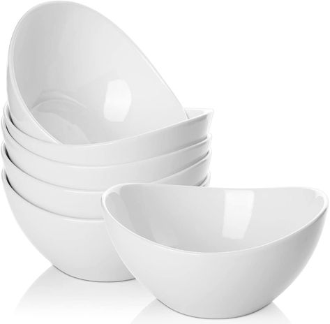 Amazon.com | Samsle 19 Ounces Ceramic Serving Bowls, Sturdy Porcelain White Oval Salad Bowls, Stackable Food Server Fruit Display Dishes for Party Dinner, Microwave and Dishwasher Safe, Set of 6: Serving Bowls Ceramic Serving Bowls, Simple Dining Table, Fruit Display, Serving Bowl Set, Salad Bowls Set, Porcelain Dinnerware, White Bowls, Pasta Bowls, Dessert Bowls