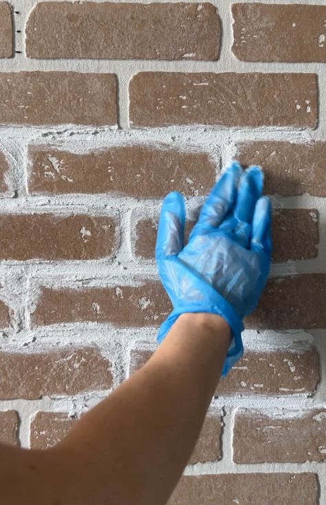 Corigated Metal, Whitewash Brick Wall, Faux Brick Accent Wall, Brick Wall Ideas, Faux Brick Backsplash, Fake Brick, Faux Brick Wall, Brick Backsplash Kitchen, Brick Accent Wall