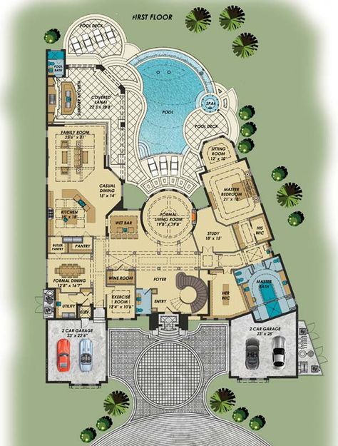 Mediterranean House Plans, Mediterranean House, Mediterranean Villa, Mediterranean Decor, Luxury House Plans, Mediterranean Homes, Planning Printables, Dream House Plans, The Plan