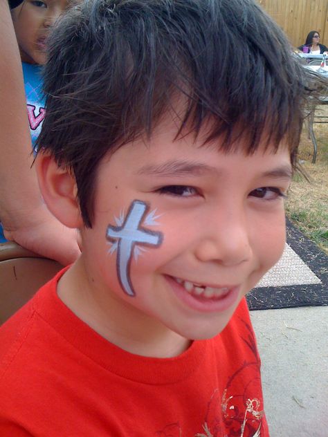 face+painting+crosses | Face painting. :) Simple Easter Face Paint, Simple Fall Face Painting For Kids, Face Painting Fall Festival, Cross Face Paint, Christian Face Paint, Kids Face Painting Ideas Easy, Christian Face Painting, Painting Ideas Christian, Cheek Painting