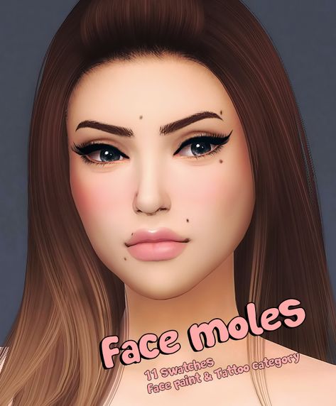 Face moles FM01• 11 swatches • Toddler – elder • Custom thumbnail • For males and females • Face paint & Tattoo category … for more information check out my blog katverse.com Mole Tattoo Face, Face Moles, Moles On Face, Cc Skin, Paint Tattoo, Cc Makeup, Sims 4 Tattoos, Sims 4 Cc Eyes, The Sims 4 Skin