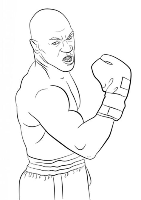 Mike Tyson Coloring Page. Free printable Boxing Coloring Pages For kids download and print. Boxing Coloring Pages, Mike Tyson Drawing, Boxing Sketch, Boxing Drawing, Naruto Phone Wallpaper, Blank Coloring Pages, Sports Coloring Pages, Coloring Page Free Printable, Story Books Illustrations