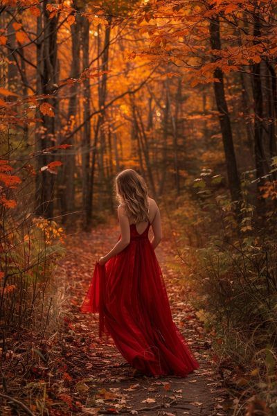 17 Dreamy Fall Photo Ideas That'll Set Your 'Gram on Fire Fall Photoshoot By Yourself, Photography Poses Autumn, Creative Autumn Photography Ideas, Fall Female Photoshoot, Autumn Pics Ideas, Fall Goddess Photoshoot, Autumn Aesthetic Portrait, Mystical Senior Pictures, Fall Photo Shoot Ideas For Women