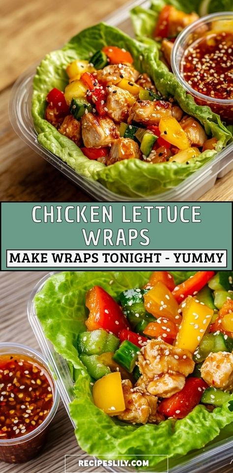 Looking for a fresh and tasty meal? I love making these chicken lettuce wraps for dinner! Packed with colorful veggies and savory chicken, they're not only yummy but also healthy. Perfect for a quick weeknight meal, and they pair so well with a zesty dipping sauce. Make wraps tonight and enjoy this delightful dish! Healthy Wraps For Dinner, Chicken Lettuce Wraps Healthy, Chicken Fajita Lettuce Wraps, Wraps For Dinner, Healthy Wraps For Lunch, Low Calorie Fast Food, Chicken Hoisin Sauce, Lettuce Wraps Healthy, Lettuce Wraps Recipe