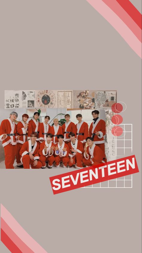 Seventeen Red Wallpaper, Seventeen Christmas Wallpaper, Seventeen Group Photo Wallpaper, Red Seventeen, Seventeen Christmas, Seventeen Group Photo, Seventeen Group, Kpop Christmas, Seventeen Wallpaper