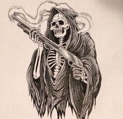 Tattoo Art Drawings Sketches, Pirate Skull Tattoos, Reaper Drawing, Tattoo Museum, Skull Reference, Bone Collector, Grim Reaper Tattoo, Mexican Art Tattoos, Skull Sleeve Tattoos