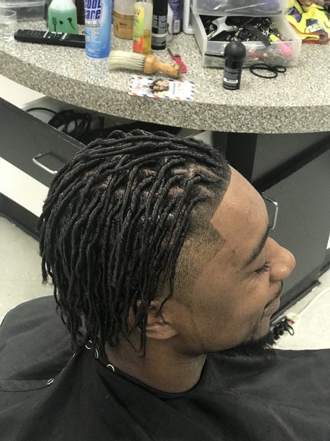 Comb Twists Men, Mens Starter Locs With Fade, Brades Hair Styles Men, Dreads With Fade Men, Comb Twist Men, Mini Dreads, Tapered Locs, Starter Locs Men, Afro Hair Twists