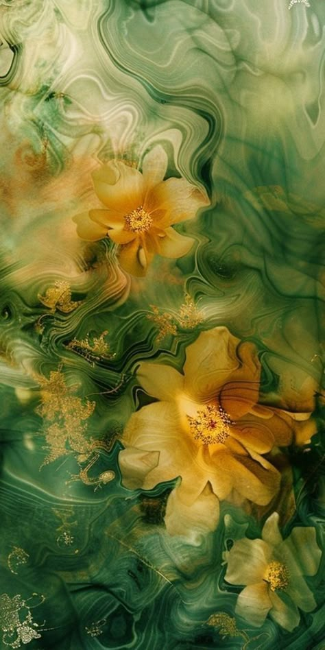 Flower Art Iphone Wallpaper, Wallpaper Iphone Peaceful, Green Pictures Aesthetic Wall, Iphone Wallpaper Themes Green, Detailed Wallpaper Phone, Phone Background Painting, Yellow Phone Wallpaper Aesthetic, 1080 P Wallpapers, Earthy Computer Wallpaper