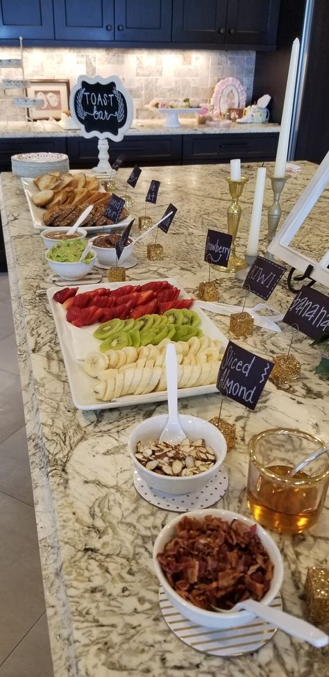 French Toast Brunch Bar, Make Your Own Toast Bar, Breakfast Resident Events, Toast Theme Party, Breakfast Toast Bar, French Toast Bar Ideas, Toast Bar Ideas, Toast Bar Brunch, French Toast Bar