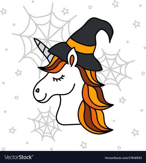 Halloween Unicorn, Stars Vector, Hat Vector, Witch Hat, Cute Halloween, Vector Images, Witch, Illustrator, Resolution