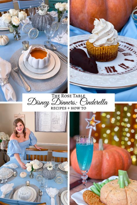 Disney Dinners: Cinderella Cinderella Dinner Party, Disney Princess Recipes, Cinderella Recipes, Dinner And Movie Ideas, Cinderella Dinner, Disney Sleepover, Brandy Cinderella, Disney Themed Dinner, Disney Party Food