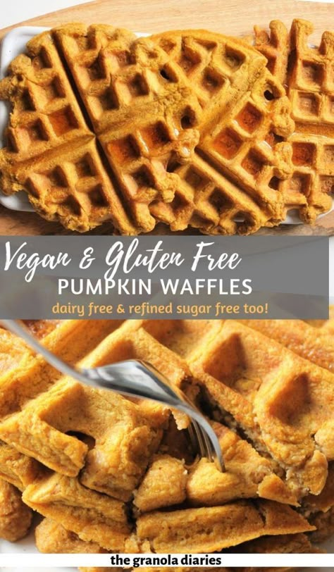 Oat Flour Pumpkin Waffles, Vegan Pumpkin Waffles, Pumpkin Oat Waffles, Pumpkin Waffles Recipe, Pumpkin Spice Waffles, Pumpkin Oats, Vegan Waffles, Protein Waffles, Waffle Ingredients