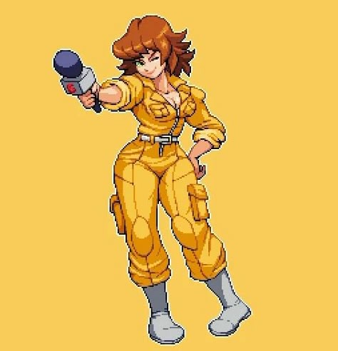 April O'Neil by Nicotinefist April Ninja Turtles, April O Neil, Pixel Characters, Arte 8 Bits, Teenage Mutant Ninja Turtles Art, 8bit Art, Cool Pixel Art, Ninja Turtles Artwork, Tmnt Artwork