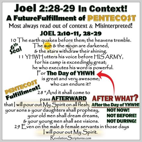 Joel 2:28-29 in Context - A Future Fulfillment of Pentecost - Book of Revelation Joel Bible Study, Joel Bible, 7 Spirits Of God, Joel 2, Readers Quotes, Revelation Bible Study, Revelation 5, Revelation 4, Revelation Bible