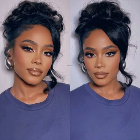 Shannon Thornton Makeup, Wedding Guest Hairstyles For Off The Shoulder Dress, Bridesmaid Hair Black Women, Bridal Makeup Black Women, Maternity Shoot Makeup, Bridal Makeup Brown Eyes, Bridal Makeup For Black Women, Shannon Thornton, Engagement Photo Makeup