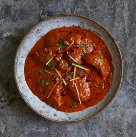 Four classic Indian recipes from Dishoom | Food | The Guardian Sprouted Grains, Savoury Recipes, Garlic Paste, Pomegranate Seeds, Chicken Curry, Chopped Tomatoes, Basmati Rice, Chilli Powder, Indian Recipes