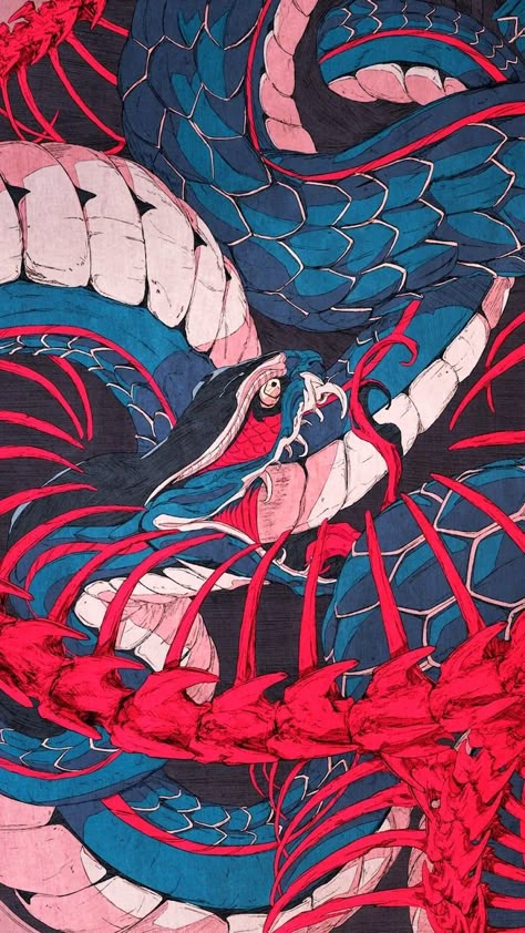 japanese-dragon-snake-ouroboros-snake-eating-its-tail-vintage-aesthetic-wallpaper-drawing-in-blue-red Ouroboros Wallpaper Aesthetic, Ouroboros Wallpaper, Snake Ouroboros, Aesthetic Wallpaper For Phone, Snake Eating, Dragon Aesthetic, Phone And Laptop, Ouroboros Snake, Wallpaper Drawing