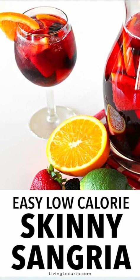 This easy homemade Skinny Sangria recipe is the best low calorie cocktail. Flavorful diet drink twist on the traditional wine sangria. Delicious easy low carb drink for wine lovers. Low Calorie Sangria Recipes, Low Calorie Sangria, Healthy Sangria Recipe, Spanish Sangria, Appetizers Appetizers, Easy Sangria Recipes, Sangria Cocktail, Low Calorie Cocktails, Drinks Summer