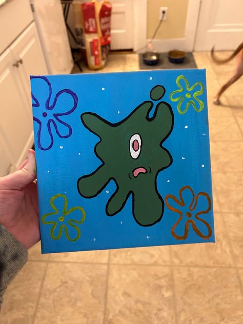 Plankton Splat, Splat Painting, Squidward Painting, Create Canvas, Painting Ideas, Paint, Canvas, Quick Saves