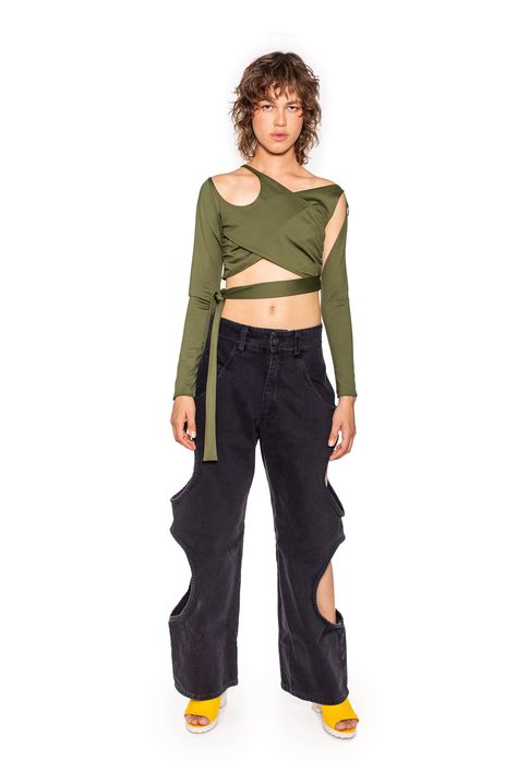 Y2k Top, Cut Out Top, Green Top, Green Shirt, Green Tops, Comb, Cut Out, Crop Top, Crop Tops