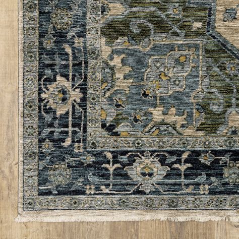 Langley Street Hovis Oriental Blue/Green Area Rug | Wayfair Rug Direct, Grey Beige, Polyester Rugs, Green Area Rugs, Rug Sets, Rug Shapes, Aberdeen, Grey And Beige, Blue Accents