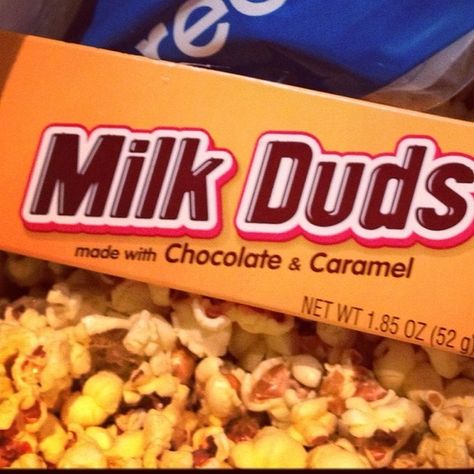 Salted popcorn and Milkduds, Event Cinema. Milk Duds, Chocolate Caramel, Pops Cereal Box, Cereal, Snacks