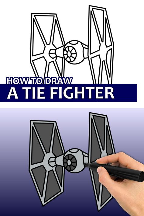 Tie Fighter Drawing, Star Wars Doodles Easy, How To Draw Star Wars, Star Wars Sketches Easy, Star Wars Art Drawings Sketch, Star Wars Drawings Easy, Draw Star Wars, Star Wars Art Painting, Star Wars Sewing