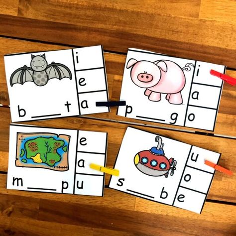 Vowel Activities For Kindergarten, Medial Sounds Activities, Middle Sounds Activities, Vowel Sounds Activities, Activity For Kindergarten, Middle Sounds, Vowel Activities, Cvc Activities, Cvc Words Kindergarten