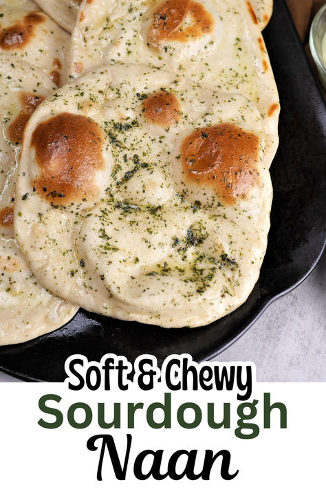 This delicious sourdough discard naan is the best we have tried yet! The delicious garlic butter topping elevates this flatbread to bring extra flavor to the dinner table. Discard Naan Bread, Sourdough Discard Naan, Sourdough Naan, Easy Dinner Sides, Bread Desserts, Naan Flatbread, Easy Dinner Casseroles, Easy Sourdough, Discard Recipes