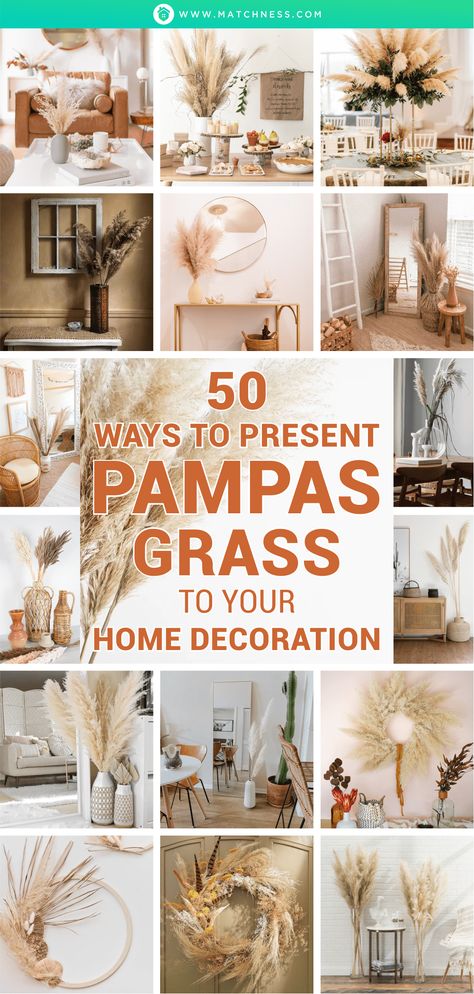 50 Ways to Present Pampas Grass to Your Home Decoration - Matchness.com Pampas Grass Styling, Pampas Grass Crafts, Pampas Grass Decor Living Room Modern, Dried Pampas Decor, Pompass Grass Table Decor, Dry Grass Decor, Pampas Grass Decor Diy, Diy Pampas Grass Arrangement, Diy Pampas Grass Decor