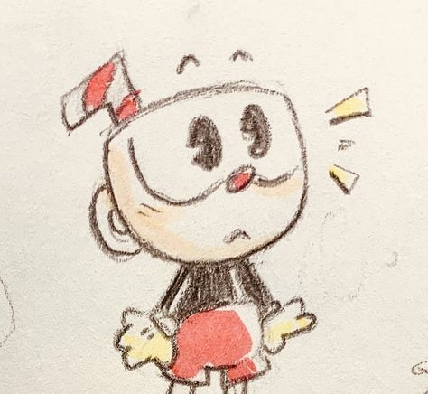 Cuphead Drawings Easy, Cartoon Network Sketches, Cup Head Drawing, Class Drawing Ideas, Cuphead Sketch, Cuphead Art Style, Cup Head Art, Art Sketchbook Ideas Easy, Cuphead Drawings