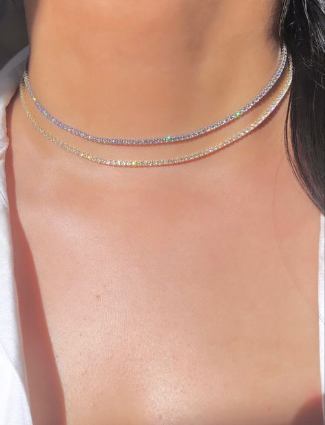 Aesthetic Diamond Necklace, Silver Tennis Necklace, Tennis Silver Necklace, Tennis Necklace Aesthetic, Luxury Minimalist Silver Tennis Necklace, Luxury Silver Elegant Tennis Necklace, Diamond Necklace Aesthetic, Elegant Tennis Choker Necklace, Silver Cubic Zirconia Tennis Choker Necklace