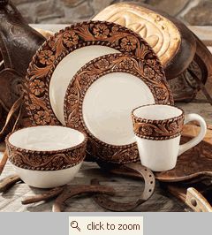 Cheap Dinnerware Sets, Western Dinnerware, Western Kitchen Decor, Western Dishes, Western Kitchen, Western Bedding, Black Forest Decor, Into The West, Rustic Western Decor