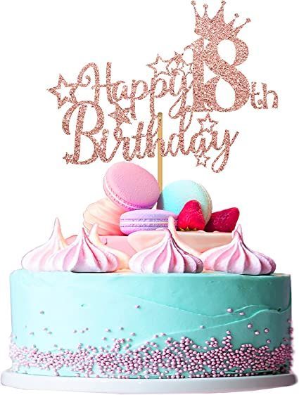 Happy Birthday Wishes Cousin, Happy 18th Birthday Cake Topper, Happy 18th Birthday Cake, Rose Gold Cake Topper, Happy 18th Birthday, 18th Birthday Decorations, Happy Birthday 18th, Butterfly Cake Topper, Glitter Rose Gold