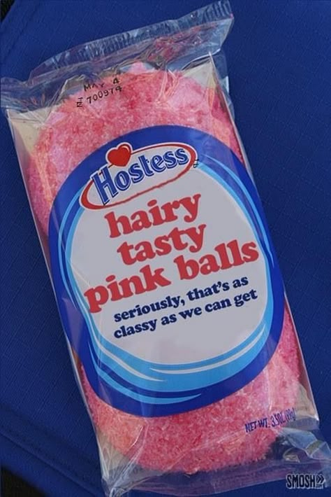 Hostess Snowballs, Weird Snacks, Ball Aesthetic, Cake Packaging, Food Memes, Food Names, Weird Food, Funny Food, Very Funny Pictures