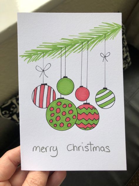 Homemade Christmas Card Ideas Drawing, Easy Christmas Designs To Draw, Hand Drawn Christmas Card Ideas, Christmas Card Ideas Easy Drawing, Christmas Cards Diy Handmade Easy, Water Colour Christmas Cards Ideas Easy, Easy Christmas Card Drawings, Christmas Cards To Draw, Cute Easy Christmas Cards