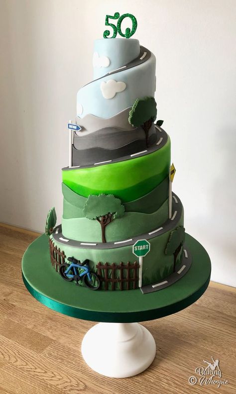 Cycle Cake, Cyclist Cake, Mountain Bike Cake, Bicycle Wedding Cake, Camping Birthday Cake, Spiral Cake, Cycling Cake, Bicycle Cake, Bike Cake