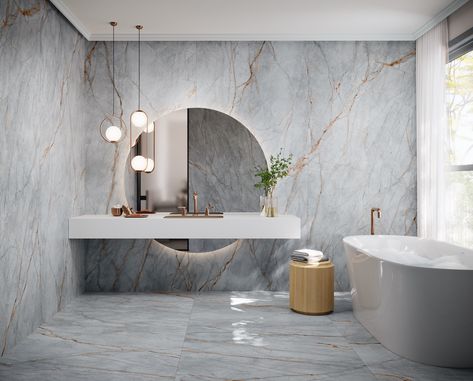 Porcelain Tiles - Blue Roma from Grespania Stone Quarry, Calacatta Marble, Italian Tiles, Grout Color, Tile Stores, Marble Bathroom, Porcelain Tiles, Style Tile, Carrara Marble