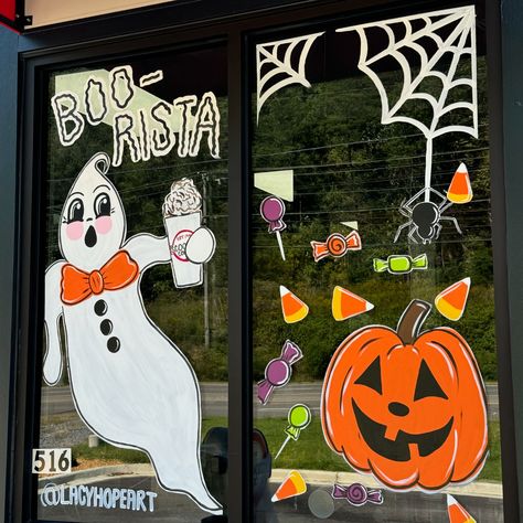 If anywhere is Halloween ready, it’s @scooterscoffee of Fort Payne. They have the whole place decorated so cute and spooky, and I added a bit of paint to the windows for them this morning! 👩🏻‍🎨 Y’all stop in for a little midweek treat tomorrow and see for yourselves! 🎃☕️ . #mydekalb #fortpayne #scooterscoffee #scooterscoffeefortpayne #windowart Halloween Window Painting, Cute And Spooky, Halloween Window, Window Art, Window Painting, This Morning, The Whole, So Cute, Fort