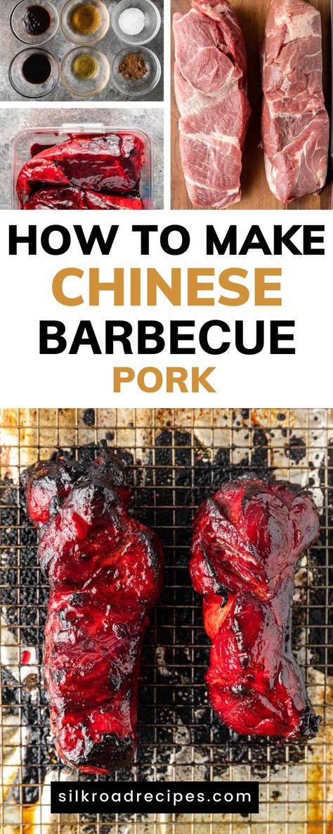 How To Make Chinese Barbecue Pork. This Chinese BBQ pork recipe creates a melt-in-your-mouth food experience! Also known as char siu pork, this tender meat dish is a tasty combination of spicy and sweet flavors. Chinese barbecue pork seems to be everywhere lately – and for good reason! Asian Roast Pork Recipes, Baked Char Siu Pork, Asian Bbq Pork Tenderloin, Chinese Roasted Pork, Chinese Pork Skewers, Chinese Red Sauce For Bbq Pork, Smoked Chinese Bbq Pork, Ah So Sauce Pork, Char Sui Pork Ribs