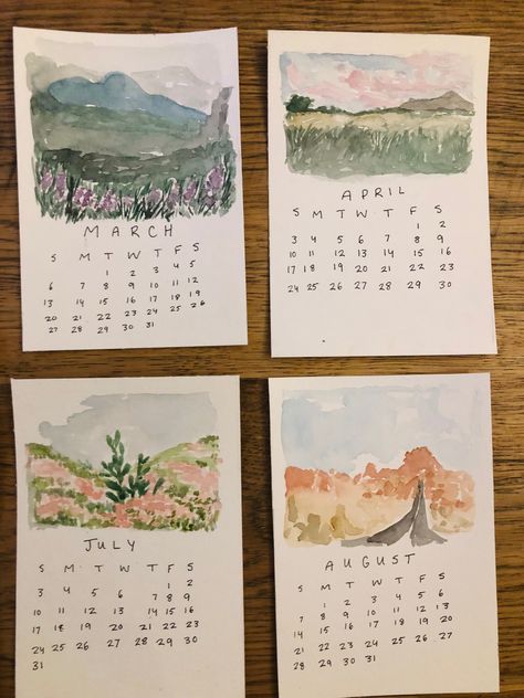 Excited to share this item from my #etsy shop: 2022 Desk Calendar original watercolor Watercolor Calendar Ideas, Creative Calendar Ideas, Watercolour Calendar, Painted Calendar, Paint Calendar, Homemade Calendar, Craft Fair Booth Display, Ink Landscape, Watercolor Calendar