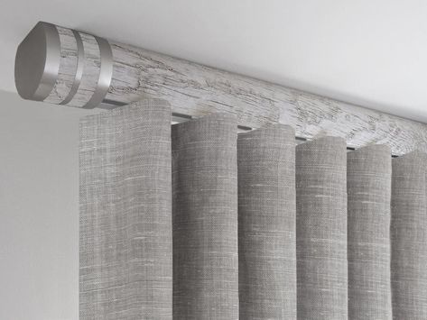 Flush Ceiling Fix Wooden Curtain Pole Sets - Walcot House Cortina Wave, Weathered Oak Stain, Floor To Ceiling Curtains, Curtain Alternatives, Ceiling Curtain Track, Wooden Curtain Poles, Traditional Curtains, Ceiling Curtains, Wood Curtain