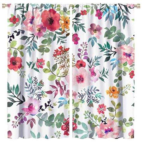 Curtains For Home, Windows Curtains, Blackout Window Treatments, Curtain Decoration, Office Closet, Small Curtains, Pocket Curtains, Flower Curtain, Pink Curtains