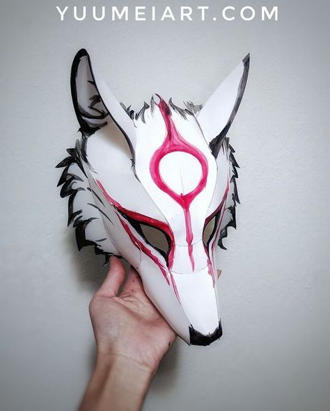 Okami Mask, Yuumei Art, Kitsune Mask, Wolf Mask, Japanese Mask, Fox Mask, Dragon Puppet, Cool Masks, Cosplay Diy