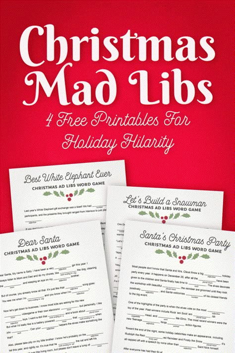 4 Free Christmas Mad Libs printables for holiday hilarity Mad Libs For Adults Hilarious Free Printable, Christmas Ad Libs, Christmas Mad Libs Free Printable, Free Mad Libs Printables, Christmas Mad Lib, Holiday Games For Adults Enjoymyprintables, Free Printable Mad Libs, Christmas Mad Libs, Free Christmas Tags Printable