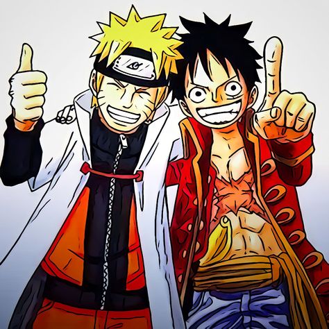 Luffy X Naruto, Luffy Yo, Luffy And Naruto, Luffy Fan Art, Anime Multiverse, Luffy Naruto, Anime Duo, Wizard King, One Piece Fairy Tail