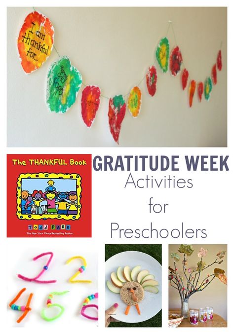 A week of gratitude themed activities for preschoolers inspired by the book The Thankful Book by Todd Parr Thankful Unit Preschool, Gratitude Week Preschool, The Thankful Book Todd Parr Activities, Gratitude Preschool Theme, Being Thankful Activities For Preschool, Thanks For Thanksgiving Book Activities, Thankful Activities Preschool, Gratitude Activities For Preschoolers, Preschool Gratitude Activities