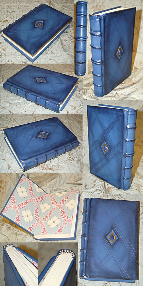 Leatherbound book Book Binding Diy, Buch Design, Grimoire Book, Leather Bound Journal, Cool Journals, Handmade Book, Blue Books, Handmade Journals, Leather Books